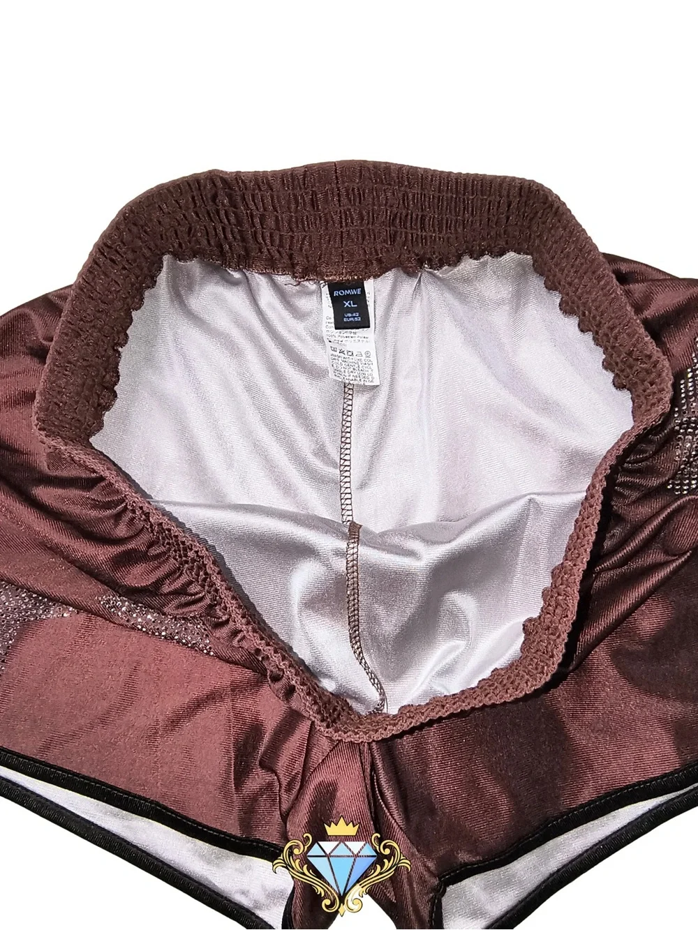 ROMWE Men’s Rhinestone Star Shorts Chocolate Brown XL EUC Streetwear
